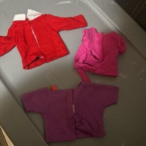 American Girl Red, Pink & Purple Doll Tops Set